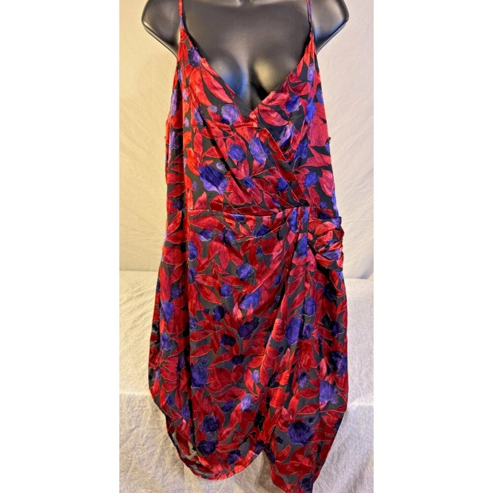 NWT Worthington Womens Satin Red sexy Party Dress Size XL 14/16 Wrap Floral